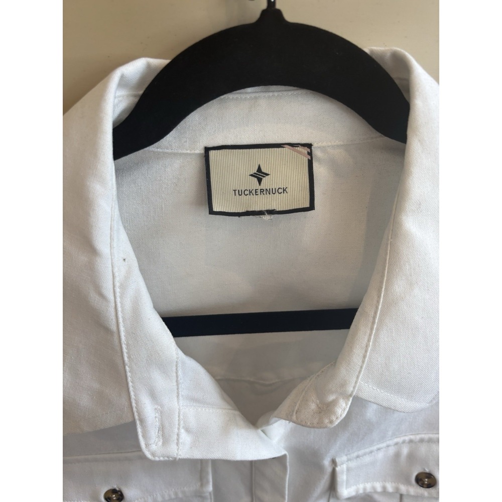 Tuckernuck Collared Linen Cotton Sleeveless Button Up XL White Summer - Picture 2 of 7